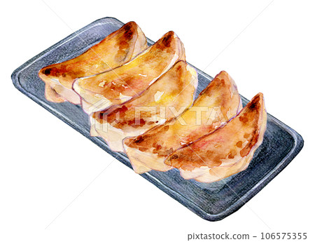Watercolor illustration Hot grilled gyoza 106575355