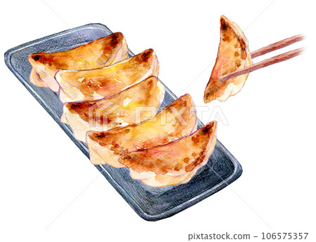 Watercolor illustration Hot grilled gyoza Watercolor illustration Hot grilled gyoza 106575357