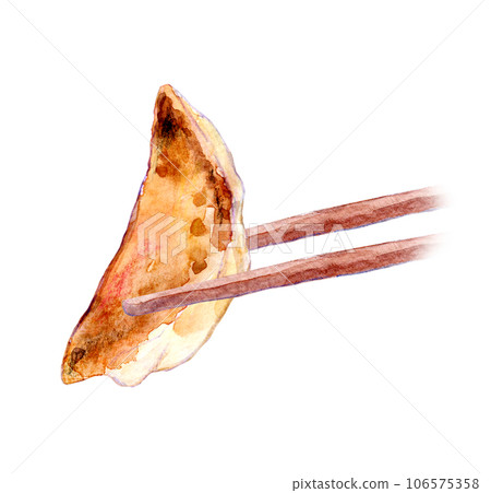 水彩插圖熱烤餃子 106575358