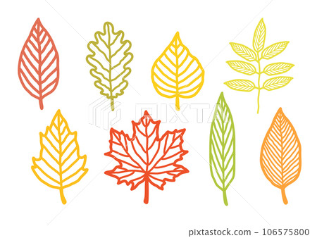 autumn colorful leaves hand drawn silhouettes 106575800
