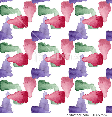 Watercolor brush strokes. Smears of red, green and purple paint. Abstract seamless pattern Watercolor brush strokes. Smears of red, green and purple paint. Abstract seamless pattern 106575826