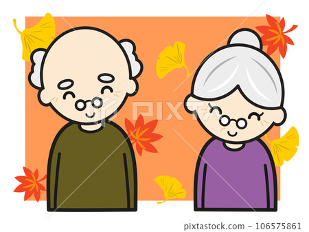 old couple in autumn leaves 106575861
