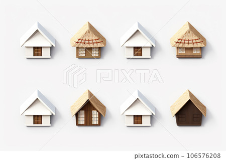 Japanese old folk house and thatched roof (3D pictogram) Japanese old folk house and thatched roof (3D pictogram) 106576208