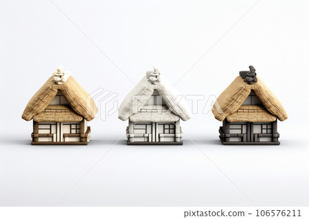 日本舊民居和茅草屋頂(3D 象形圖) 日本舊民居和茅草屋頂(3D 象形圖) 106576211