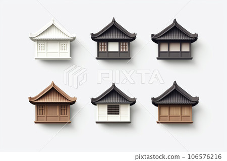 Japanese old folk house and thatched roof (3D pictogram) Japanese old folk house and thatched roof (3D pictogram) 106576216