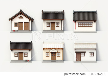 Japanese old folk house and thatched roof (3D... - Stock Illustration ...