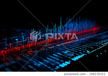 Data Analysis on Microchip in Blue and Red Neon Data Analysis on Microchip in Blue and Red Neon 106576322