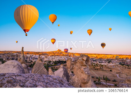 Hot air balloons over Cappadocia, Turkey 106576614