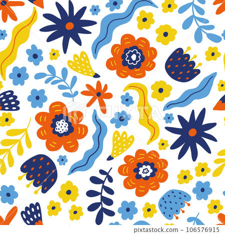 Seamless pattern with abstract flowers. Creative floral surface design. Vector design for paper, cover, fabric interior decor 106576915