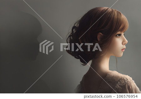 Woman with an anxious expression 2 106576954