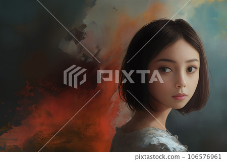 Woman with an anxious expression 9 106576961