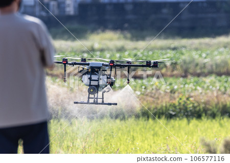 Drone spraying pesticides 106577116