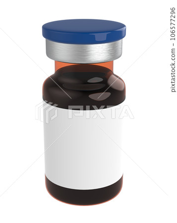 Medicine bottles for injection. Medical Glass vials, liquid solution for infusion on a white background 106577296