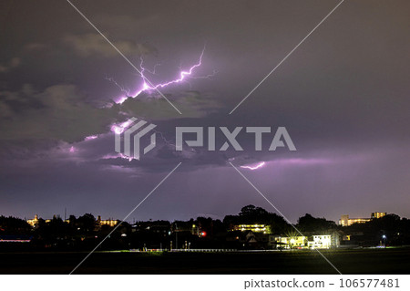 Lightning strike, lightning, night sky, summer image 106577481