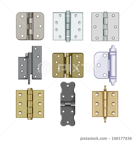 door hinge set cartoon vector illustration 106577836
