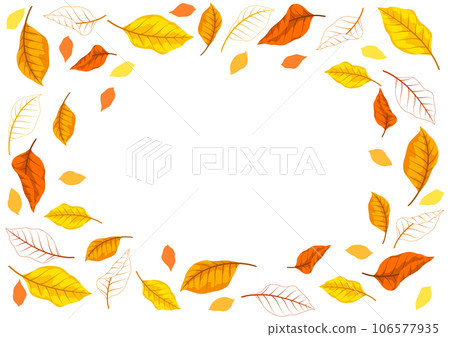 Frame with autumn leaves. Illustration with various foliage. 106577935