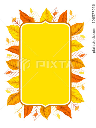 Frame with autumn leaves. Illustration with various foliage. 106577936