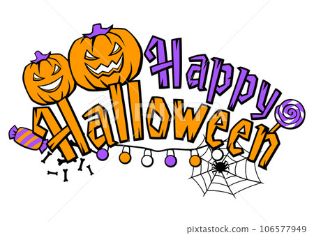 Happy Halloween card. Holiday background with celebration items. Happy Halloween card. Holiday background with celebration items. 106577949