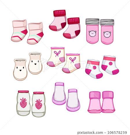 toddler socks set cartoon vector illustration 106578239