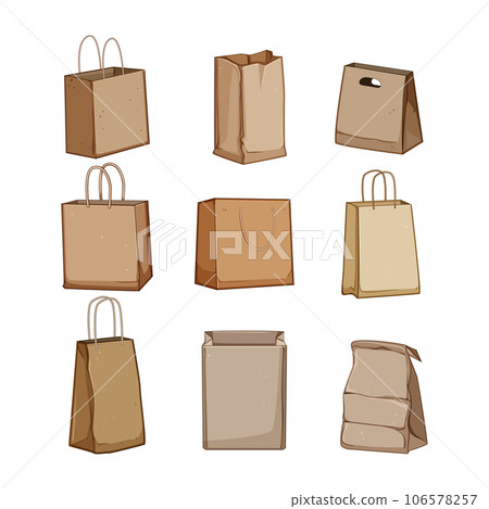 paper lunch bag set cartoon vector illustration paper lunch bag set cartoon vector illustration 106578257