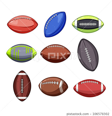 american football ball set cartoon vector illustration 106578302