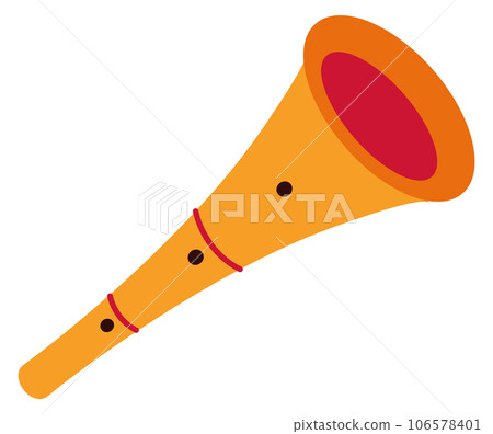 Horn music instrument icon. Shepherd wooden pipe Horn music instrument icon. Shepherd wooden pipe 106578401