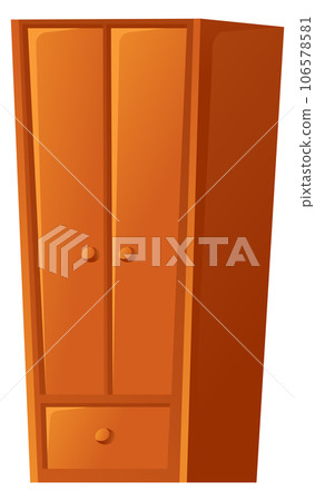 Wooden wardrobe. Cartoon closet. Clothes storage furniture Wooden wardrobe. Cartoon closet. Clothes storage furniture 106578581