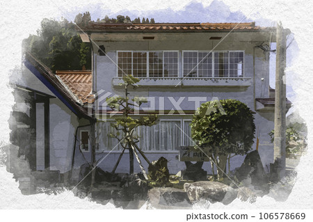 鳥取縣八津郡若狹町水彩畫風、若狹宿、龍德寺、若狹幼兒園遺址 106578669