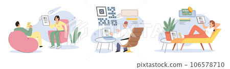 Cashless payment. Vector illustration. Many countries are working towards creating cashless society by promoting digital payments Cashless transactions offer improved security compared to carrying Cashless payment. Vector illustration. Many countries are working towards creating cashless society by promoting digital payments Cashless transactions offer improved security compared to carrying 106578710