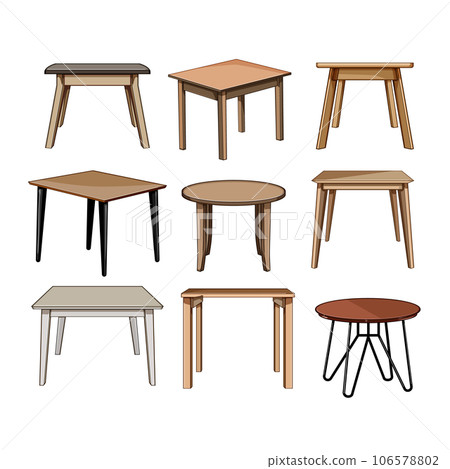 wooden table set cartoon vector illustration 106578802