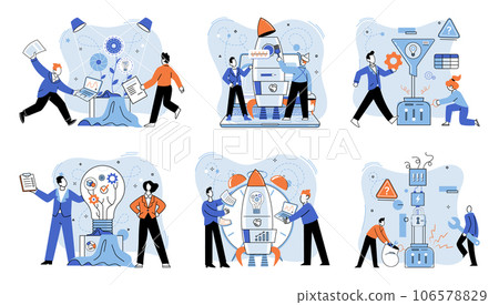 Team solving problems. Human resource development, problem solving and company risk insurance IT project delivery Datacenter technology, AI, hardware and software Fix and repair infrastructure Team solving problems. Human resource development, problem solving and company risk insurance IT project delivery Datacenter technology, AI, hardware and software Fix and repair infrastructure 106578829