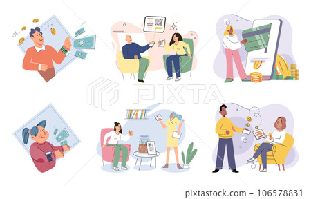 Cashless payment. Vector illustration. Cashless transactions contribute to reducing risk of theft or loss associated with carrying cash Mobile wallets cstore multiple payment methods for added 106578831