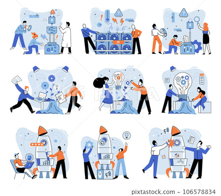 Team solving problems. Human resource development, problem solving and company risk insurance IT project delivery Datacenter technology, AI, hardware and software Fix and repair infrastructure Team solving problems. Human resource development, problem solving and company risk insurance IT project delivery Datacenter technology, AI, hardware and software Fix and repair infrastructure 106578834