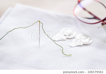 Needlework using reading glasses Needlework using reading glasses 106579561