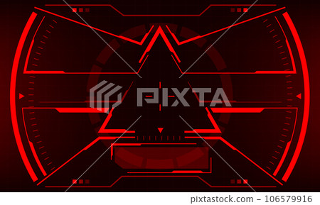HUD sci-fi interface screen view red triangle geometric design virtual reality futuristic technology creative display vector 106579916