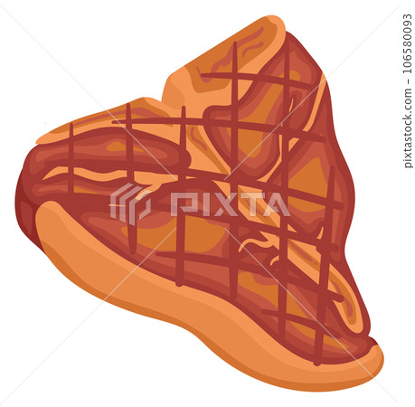 Grilled sirloin steak icon. Roasted bbq meat Grilled sirloin steak icon. Roasted bbq meat 106580093
