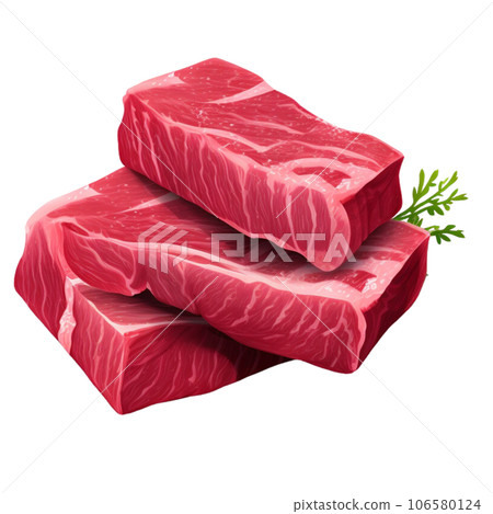 ham slices on white background 106580124