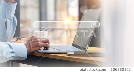 Search technology, search engine optimization, businessperson using laptop to search information, using search bar function on your website Search technology, search engine optimization, businessperson using laptop to search information, using search bar function on your website 106580162