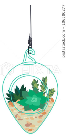 Floral aquarium. House green decoration. Home garden Floral aquarium. House green decoration. Home garden 106580277