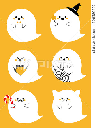萬聖節流行和可愛的鬼插畫 萬聖節流行和可愛的鬼插畫 106580302