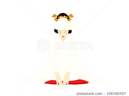 A white bride shows her gratitude by pointing her three fingers. A white bride shows her gratitude by pointing her three fingers. 106580507