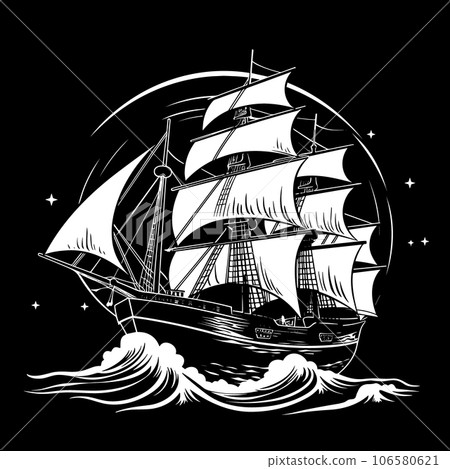 Sailing ship at sea. Sailing ship at sea. 106580621