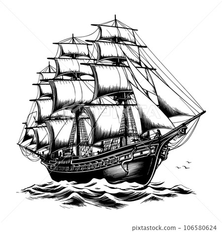 Sailing ship at sea. Sailing ship at sea. 106580624