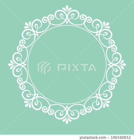 Decorative frame Elegant vector element for design in Eastern style, place for text. Floral green and white border. Lace illustration for invitations and greeting cards Decorative frame Elegant vector element for design in Eastern style, place for text. Floral green and white border. Lace illustration for invitations and greeting cards 106580652