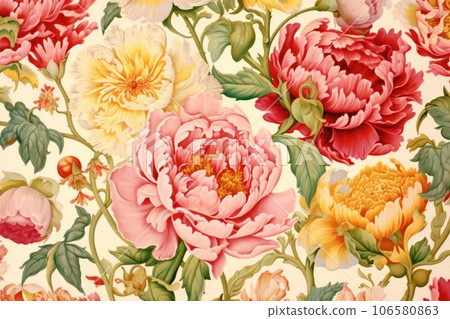 Samples of the Victorian era . Fantastic plant patterns in natural shades Samples of the Victorian era . Fantastic plant patterns in natural shades 106580863