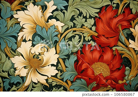 Samples of the Victorian era . Fantastic plant patterns in natural shades 106580867