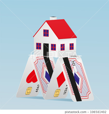 House of cards made from credit cards. House of cards made from credit cards. 106581402
