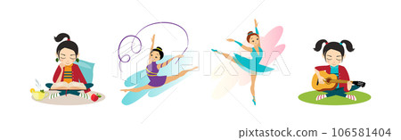 Woman Characters Doing Different Activity and Hobby Vector Set 106581404