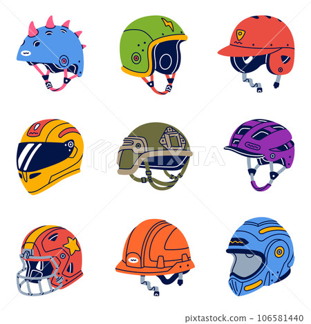 Different Helmet as Gear for Head Protection Vector Set Different Helmet as Gear for Head Protection Vector Set 106581440