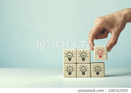 Assembled wooden cubes on the theme of business ideas Assembled wooden cubes on the theme of business ideas 106582095